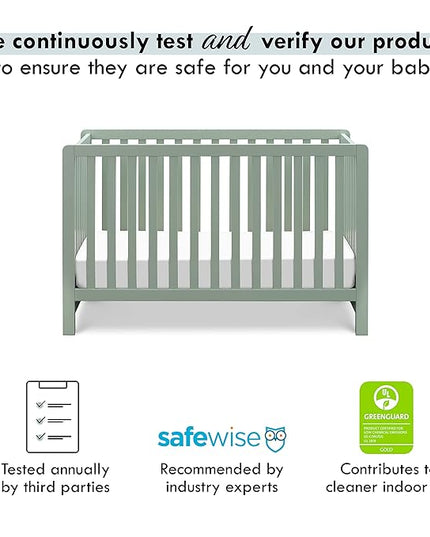 Carter's by DaVinci Colby 4-in-1 Low-Profile Convertible Crib in Light Sage, Greenguard Gold Certified - LeafyLoom