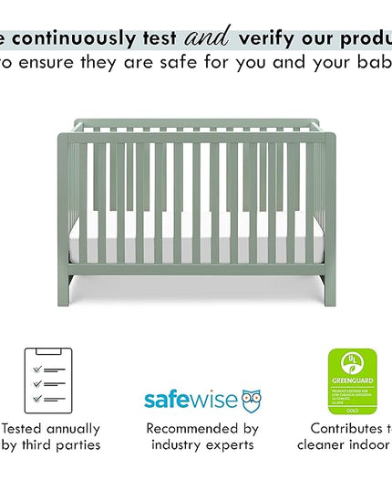 Carter's by DaVinci Colby 4-in-1 Low-Profile Convertible Crib in Light Sage, Greenguard Gold Certified - LeafyLoom