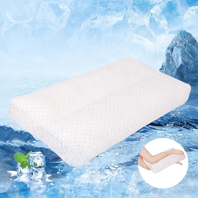 Cooling Knee Pillow for Side Sleeper, 4"Leg Pillow for Side Sleeping, 100% Cooling Fabric Pillow for Between Knees While Sleeping - High Support Alternative for Relieving Leg, Back, and Knee Pain - LeafyLoom