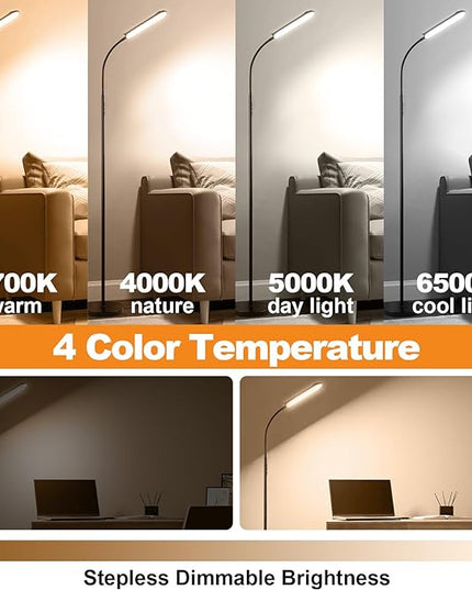 [2024 New] Floor Lamp, 18W 1800LM Super Bright LED Light Lamp with Remote & Works with Smart Plug, Dimmable Timing Eye Caring Reading Light Modern Standing Floor Lamp for Living Room Bedroom Office - LeafyLoom