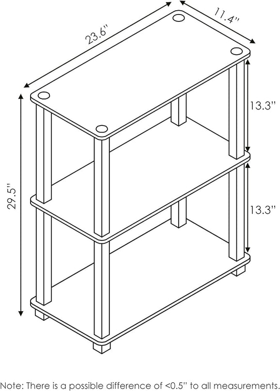 Furinno Turn-S-Tube 3-Tier Compact Multipurpose Shelf Display Rack with Square Tube, French Oak Grey/Black - LeafyLoom