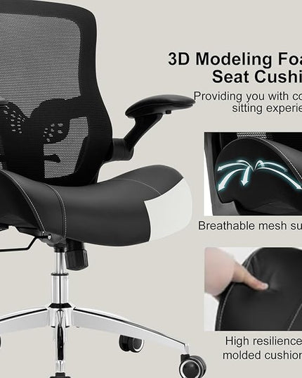 Office Chair Ergonomic Desk Chair-400lbs Big and Tall Heavy Duty, Wide & Soft 3D Modeling Foam Cushion Home Office Desk Chair with Adjustable Seat Height, Executive Computer Task Chair - LeafyLoom
