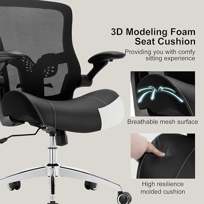 Office Chair Ergonomic Desk Chair-400lbs Big and Tall Heavy Duty, Wide & Soft 3D Modeling Foam Cushion Home Office Desk Chair with Adjustable Seat Height, Executive Computer Task Chair - LeafyLoom