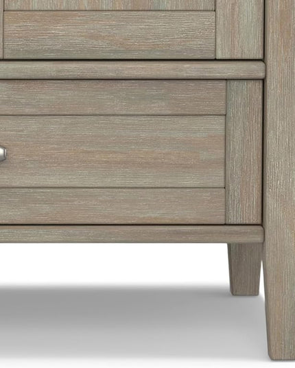 SIMPLIHOME Warm Shaker SOLID WOOD Universal TV Media Stand, 47 inch Wide, Transitional, Living Room Entertainment Center, Storage Cabinet, for Flat Screen TVs up to 55 inches in Distressed Grey - LeafyLoom