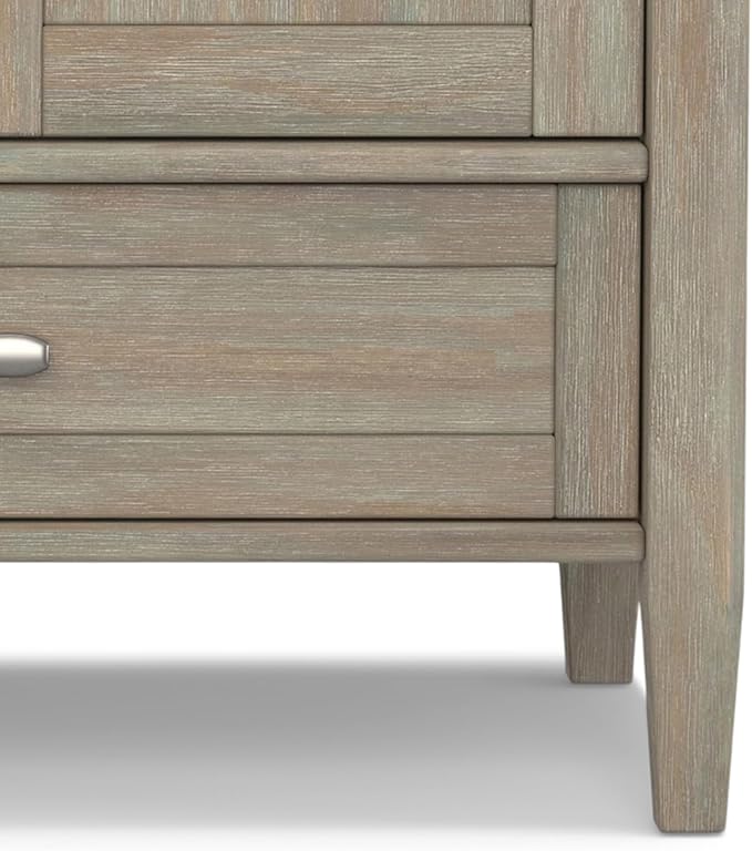 SIMPLIHOME Warm Shaker SOLID WOOD Universal TV Media Stand, 47 inch Wide, Transitional, Living Room Entertainment Center, Storage Cabinet, for Flat Screen TVs up to 55 inches in Distressed Grey - LeafyLoom