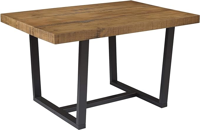 Walker Edison Andre Modern Solid Wood Dining Table, 52 Inch, Rustic Oak - LeafyLoom