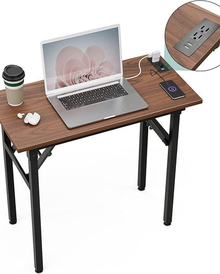 TEMI Computer Desk with Power Outlet - Portable Small with USB Ports, Durable Construction. Perfect Writing Desk, Study Table, and Office Table for Compact Spaces. Work Desk for Home Office Use. - LeafyLoom