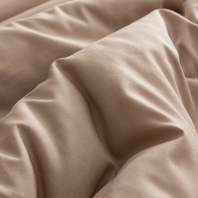 ROSGONIA Twin Comforter Set for Girls Boys Taupe Brown, 1 Boho Tan Comforter & 1 Pillowcase, All Season Kids Comforter Lightweight Dorm Bedding - LeafyLoom
