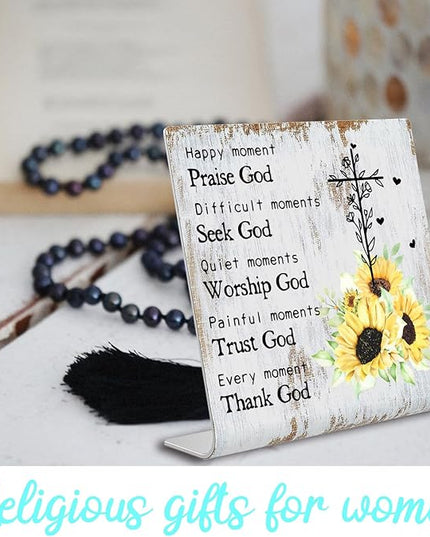 Christian Office Decor for Women Religious Gifts christian office supplies Faith Christian Gifts Prayer Room Decor for Office Desk Scripture Inspirational Home Decor XUV01 - LeafyLoom