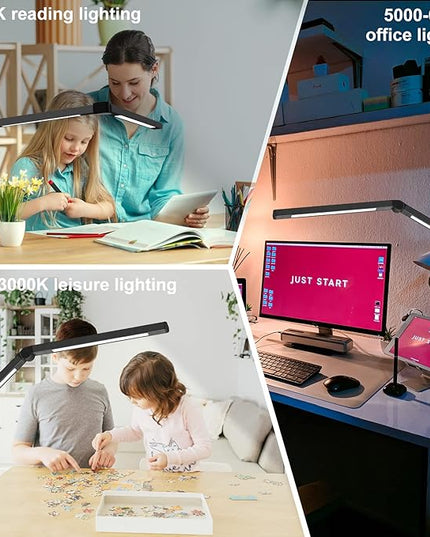 LED Desk Lamp with Clamp, Architect Desk Lamp with Dual Light and Adjustable Swing Arm, Clip-on Eye-Care 4 CCT Modes & 5 Brightness Levels Table Light Modern Desk Light for Home Office - LeafyLoom