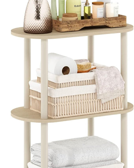 Furinno Turn-N-Tube No Tools 3-Tier Modern Oval Side Display Rack, Bauhaus Oak/Beige - LeafyLoom