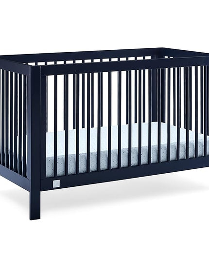 Delta Children babyGap Charlie 6-in-1 Convertible Crib + Brannan Bear Bookcase with Bins + Brannan Bear Wall Shelf with 4 Hooks, Navy (Bundle) - LeafyLoom