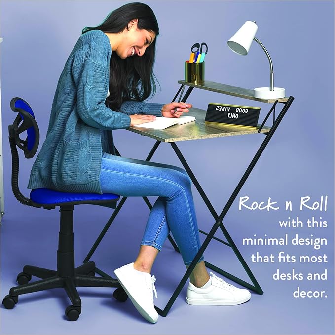 Swivel Mesh Desk Chair, Royal Blue 21D x 21W x 33H in - LeafyLoom