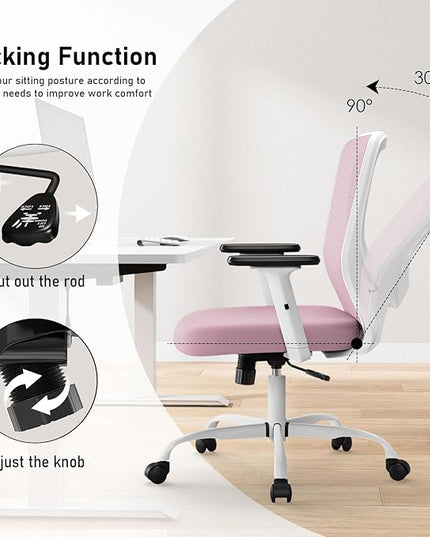 Office Chair, Ergonomic Desk Chair with Adjustable High Back, Breathable Mesh Computer Chair with Adjustable Armrests, Rolling Swivel Comfy Task Chairs, Executive Chair for Home Office - LeafyLoom