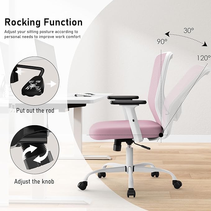 Office Chair, Ergonomic Desk Chair with Adjustable High Back, Breathable Mesh Computer Chair with Adjustable Armrests, Rolling Swivel Comfy Task Chairs, Executive Chair for Home Office - LeafyLoom