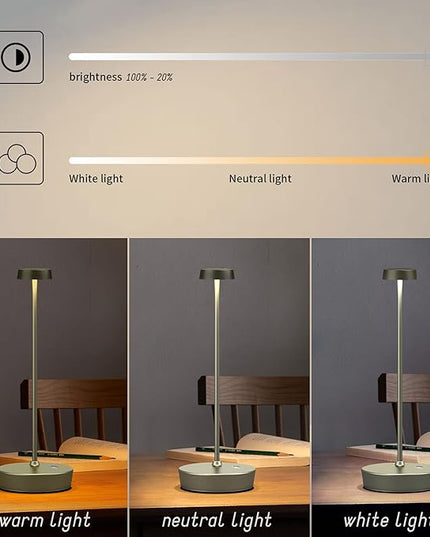 Rechargeable Table Lamp Cordless Battery Operated LED Light 5000mAh 3-level Brightness Portable Desk Lamps Touch Control Indoor Outdoor Use for Patio Home Restaurant - LeafyLoom