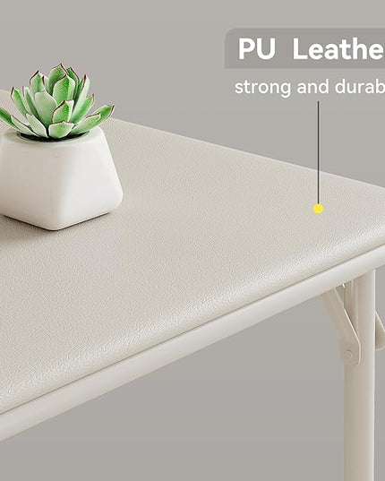IDEALHOUSE Portable Folding Card Table and Chair Set of 5, Pu Upholstered Foldable Table, and All Metal Folding Chairs, Table and Chairs Suitable for Dining Room, Living Room, Office, Camping - LeafyLoom