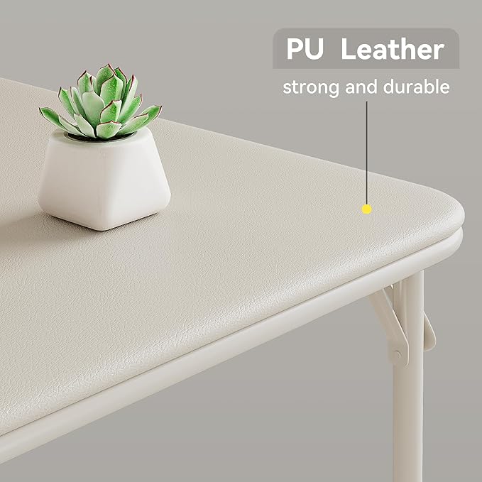 IDEALHOUSE Portable Folding Card Table and Chair Set of 5, Pu Upholstered Foldable Table, and All Metal Folding Chairs, Table and Chairs Suitable for Dining Room, Living Room, Office, Camping - LeafyLoom