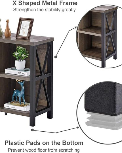 FATORRI 8 Cube Storage Organizer Bookshelf, Rustic Wood Cubby Bookcase, Industrial Horizontal Long Shelf for Living Room (Walnut Brown, 62 Inch) - LeafyLoom