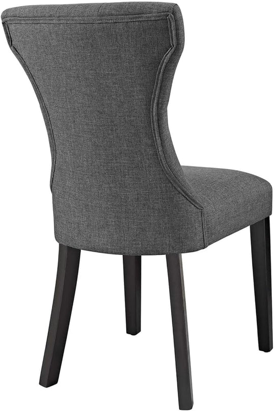 Modway Silhouette Modern Tufted Upholstered Fabric Parsons Two Dining Chairs in Gray - LeafyLoom