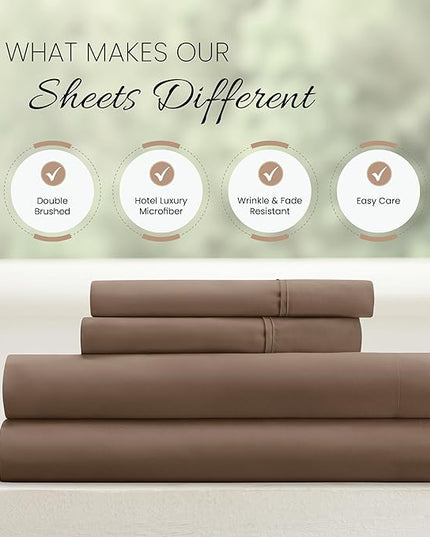Linen Market Bed Sheets for Full Size Bed (Taupe) - Sleep Better Than Ever with These Soft and Cooling Full Sheets - Deep Pocket Fits 16" Thick Beds - 4 Piece Full Sheet Set - LeafyLoom