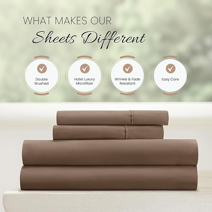 Linen Market Bed Sheets for Full Size Bed (Taupe) - Sleep Better Than Ever with These Soft and Cooling Full Sheets - Deep Pocket Fits 16" Thick Beds - 4 Piece Full Sheet Set - LeafyLoom