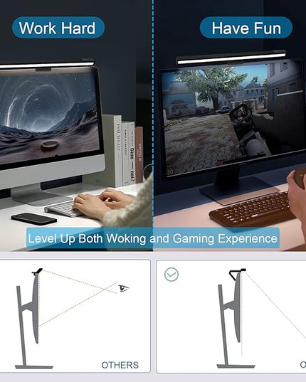 Computer Monitor Light Bar: Flat/Curved Monitor Screen Bar LED Lamp for Eye Caring/Space Saving 16.5 inch USB Powered Desk Lamp with Dimming for Home Office Gaming - LeafyLoom