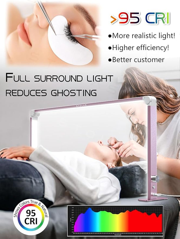 LED Desk Lamp 36W, 4000-6000K Dimmable Table Lamp, 3 Lighting Modes, Square Desk Light for Study, Model Building, Painting, crafting-Pink - LeafyLoom