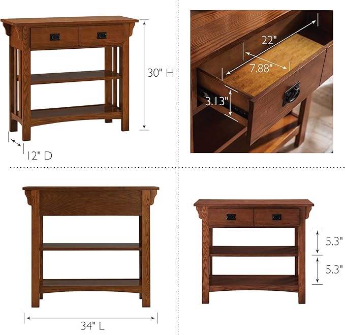 Leick Home 8261 Mission Impeccable Wood Bookcase with Drawers in Medium Oak - LeafyLoom