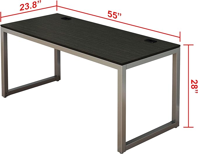 SHW Home Office 55-Inch Large Computer Desk, Espresso - LeafyLoom