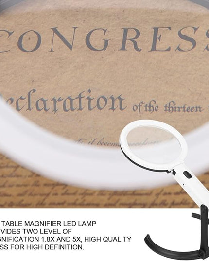 LED Table Lamp with 1.8X & 5X Magnifier, Desk Illuminated Tools Magnifying Glass for Reading Cosmetic Makeup Tattoo Manicure Lighted Magnifier - LeafyLoom