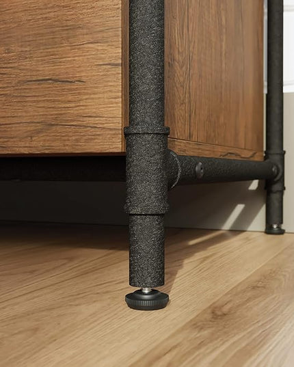 Sauder Iron City Lateral File, L: 31.50" x W: 20.00" x H: 30.00", Checked Oak Finish - LeafyLoom