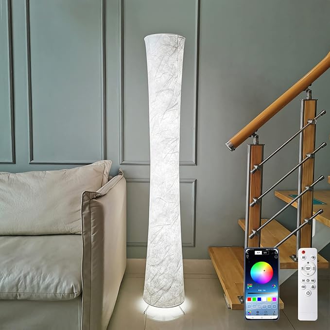 Floor Lamp for Living Room 61" LED Floor Lamp Corner Floor Lamps RGB Color Changing Floor Lamp Smart Dimmable Floor Lamp with Remote & APP Control & Music Sync Modern Floor Lamp for Bedroom - LeafyLoom