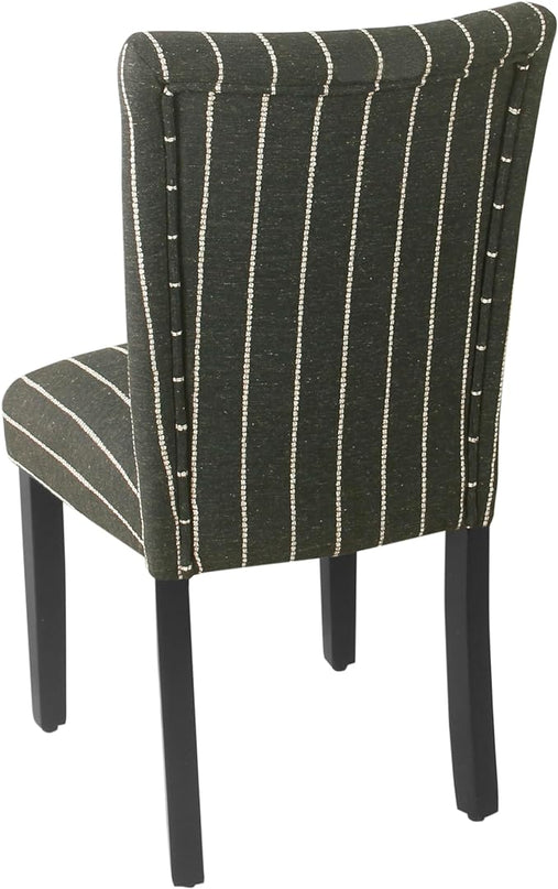 HomePop Classic Parsons Dining Chairs, Pack of 2, Black with Boucle Stripe - LeafyLoom