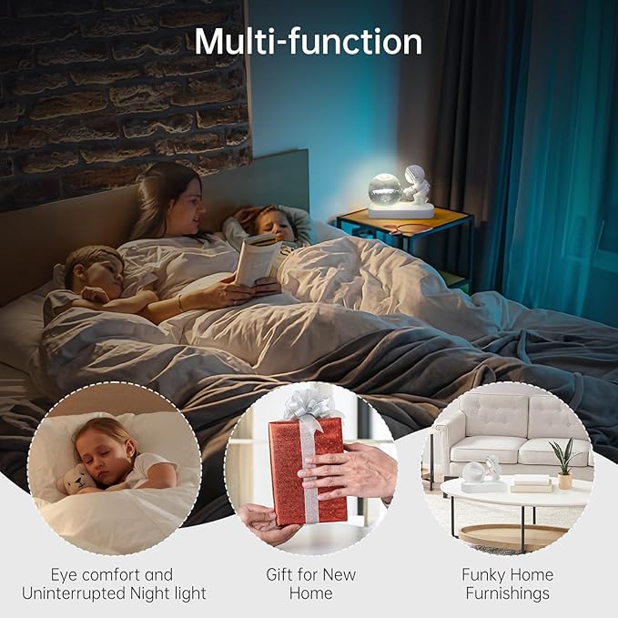 Table Lamp for Kids, 3D Galaxy Crystal Ball Super Soft Illumination LED Small Night Light USB Powered and Button Control Nightlight, Perfect for Gift - LeafyLoom