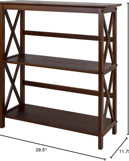 Casual Home Montego 3-Shelf Bookcase, Walnut (New) - LeafyLoom