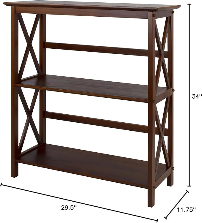 Casual Home Montego 3-Shelf Bookcase, Walnut (New) - LeafyLoom