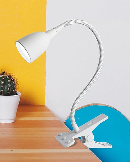 Newhouse Lighting NHCLP-OL-WH Olivia LED Clamp Light Desk Lamp with Flexible Gooseneck, 3 Brightness Levels & 3 Color Modes, White - LeafyLoom