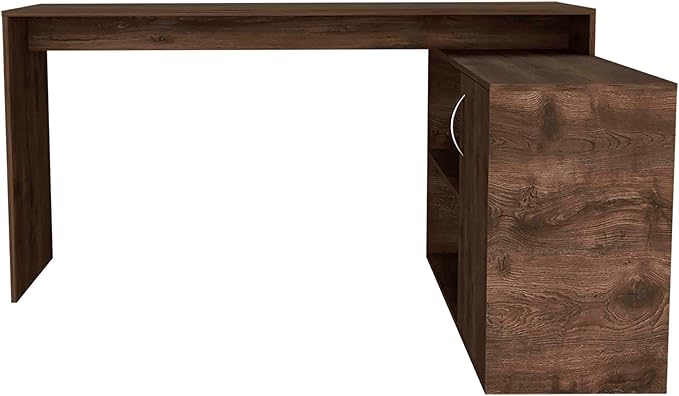 NicBex Kimberly-DW-00002-LWJ Home Office Desks, 59.6"x45.9"x30.1", Brown - LeafyLoom