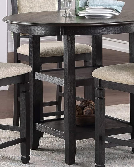 NicBex Dining Table Set for 4 Kitchen & Dining Room Tables 5Pc Counter Height Dining Set Table with Built-in Shelves and 4X Counter Height Chairs for Small Space, Black - LeafyLoom