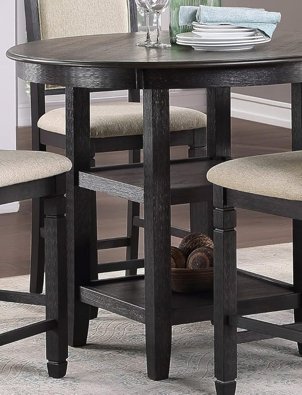 NicBex Dining Table Set for 4 Kitchen & Dining Room Tables 5Pc Counter Height Dining Set Table with Built-in Shelves and 4X Counter Height Chairs for Small Space, Black - LeafyLoom