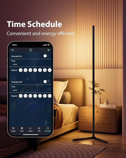 2PCS Corner Floor Lamp, 65" Smart RGB Color Changing LED Floor Lamp with APP and Remote Control, Modern Mood Lighting Corner Lamp with Music Sync, DIY Mode & Timing for Living Room Gaming Room - LeafyLoom