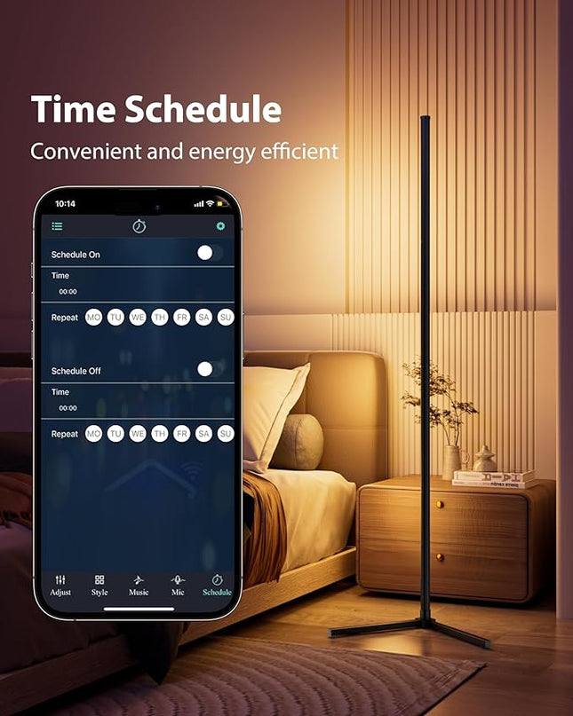 2PCS Corner Floor Lamp, 65" Smart RGB Color Changing LED Floor Lamp with APP and Remote Control, Modern Mood Lighting Corner Lamp with Music Sync, DIY Mode & Timing for Living Room Gaming Room - LeafyLoom