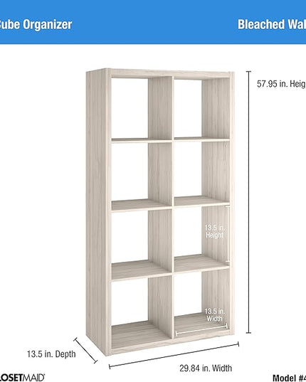 ClosetMaid 4584 Decorative Open Back 8-Cube Storage Organizer, Bleached Walnut - LeafyLoom