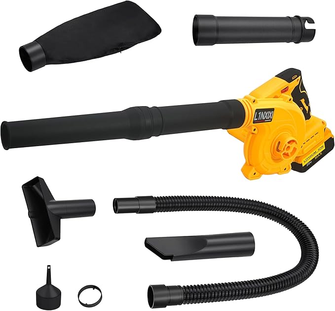 Cordless Leaf Blower for Dewalt 20V Max Battery, Jobsite Air Blower with Brushless Motor,6 Variable Speed Up to 180MPH,2-in-1 Handle Electric Blower and Vacuum Cleaner(Battery Not Included) - LeafyLoom
