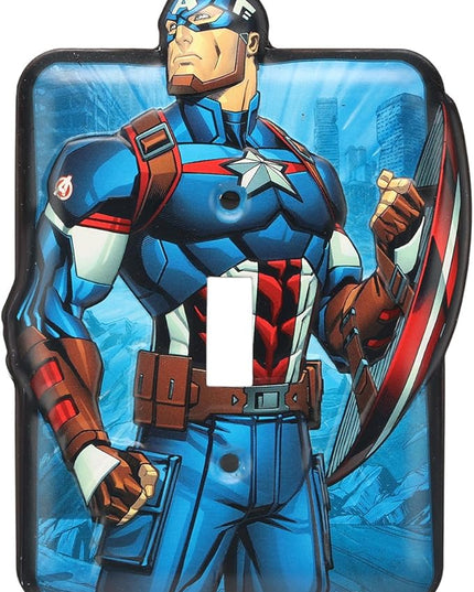 Marvel Captain America Embossed Metal Light Switch Plate - Captain America Switch Plate Decoration for Bedroom or Man Cave - LeafyLoom