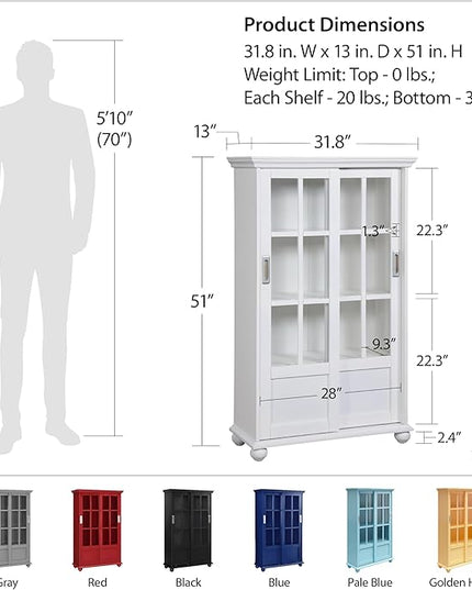 Ameriwood Home Aaron Lane Bookcase with Sliding Glass Doors, Black - LeafyLoom