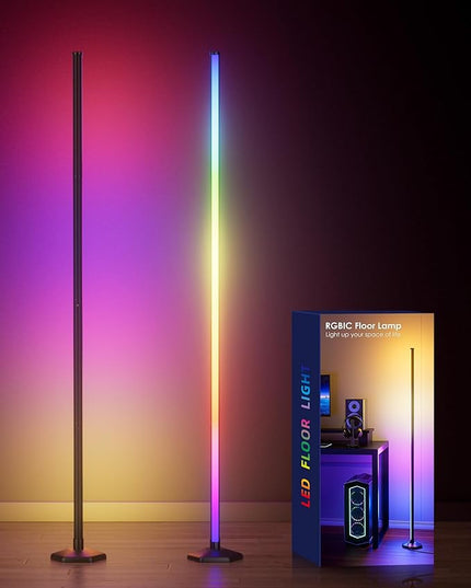 2PCS Corner Floor Lamp, 65" RGB Color Changing Mood Light with Remote Control, Dimmable LED Corner Lamp with Music Sync, Modern Floor Lamp for Living Room Gaming Room - LeafyLoom