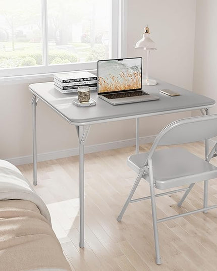 IDEALHOUSE Portable Folding Card Table and Chair Set of 5, PU Upholstered Foldable Table, and All Metal Folding Chairs, Table and Chairs Suitable for Dining Room, Living Room, Office, Camping - LeafyLoom
