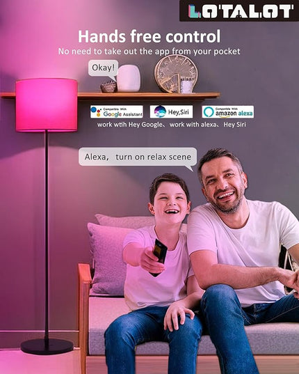 Led Floor Lamp for Living Room: Modern Standing Tall Floor Lamp for Bedroom - Smart APP Control - RGB Light 12 Colors with Decorative Lampshade - LeafyLoom
